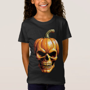 Camiseta Crânio de Abóbora Flamejante para o Halloween