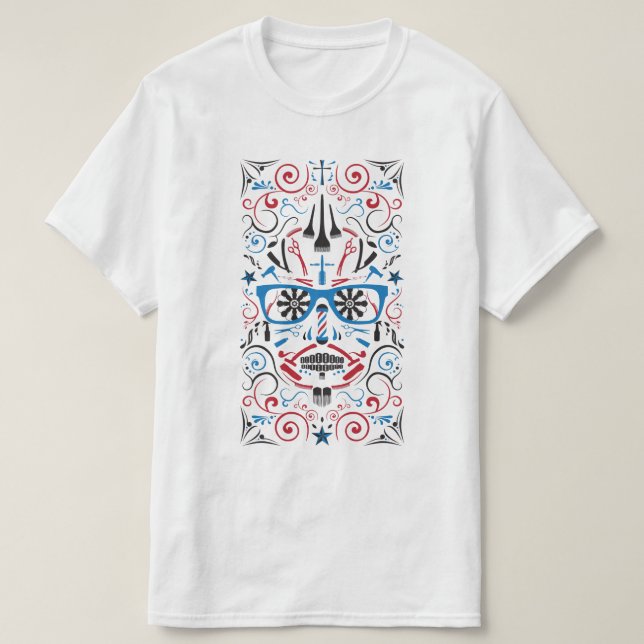Camiseta crânio de açúcar de barbearia (Frente do Design)