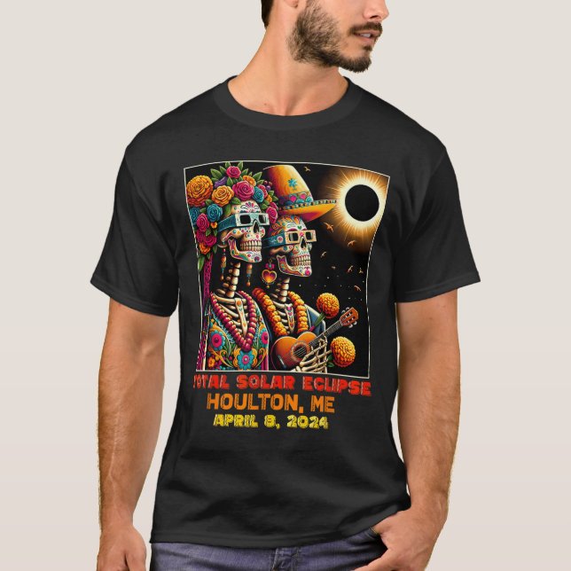 Camiseta Crânio de Açúcar Eclipse Solar Total Houlton Maine (Frente)