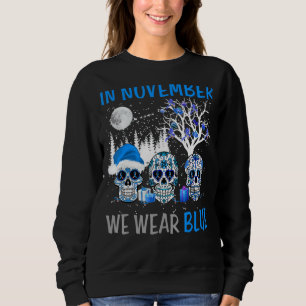 Camiseta Crânio De Açúcar Em Novembro Vestimos Diabetes Azu