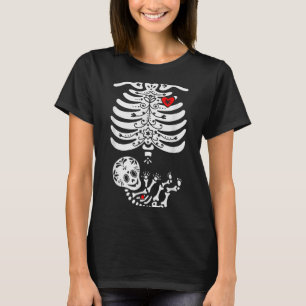Camiseta Crânio de Açúcar Esqueleto Anúncio de Gravidez de