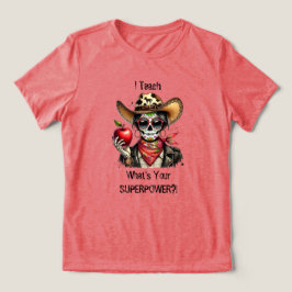 Camiseta Crânio de Açúcar Eu Ensino Qual é a sua superpotên