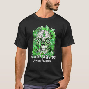 Camiseta Crânio De Açúcar Flor Vestimos Verde Para Escolios