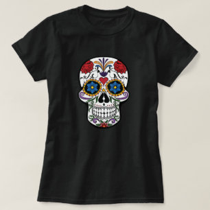 Camiseta Crânio De Açúcar Floral Colorido