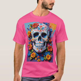Camiseta Crânio De Açúcar Floral Día De Los Muertos Tee