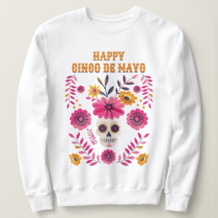 Camiseta Crânio de Açúcar Flores Mexicanas Felizes Cinco de