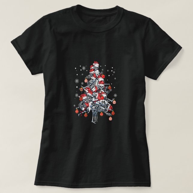 Camiseta Crânio de Açúcar Santa Hera Árvore de Natal Engraç (Frente do Design)