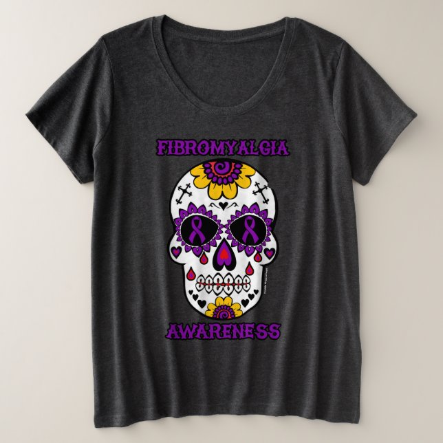 Camiseta Crânio de Açúcar/Sensibilização...Fibro (Frente do Design)