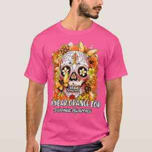 Camiseta Crânio De Açúcar Vestimos Laranja Para Sensibiliza
