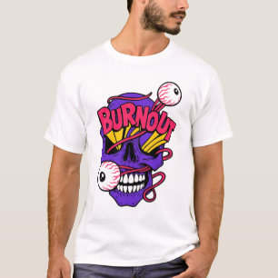 Camiseta Crânio de Arte com Burnout