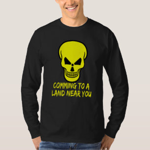 Camiseta Crânio de aviso radioativo que se dirige a uma ter