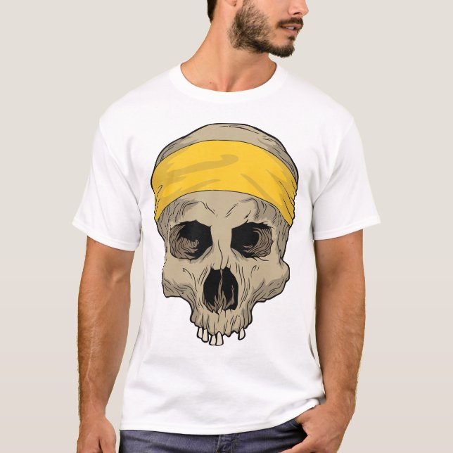 Camiseta Crânio de bandana amarela (Frente)