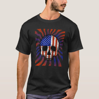 Camiseta Crânio de Bandeira dos EUA - Bandeira Americana Pa