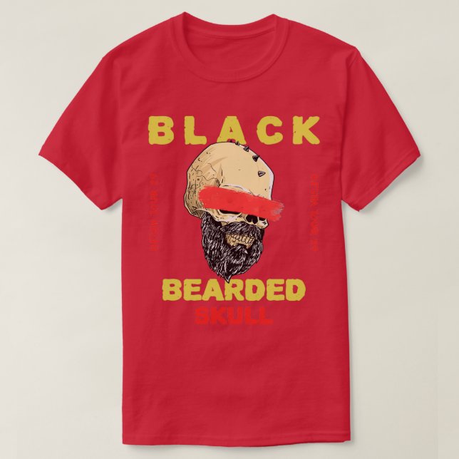Camiseta Crânio de barba preta (Frente do Design)