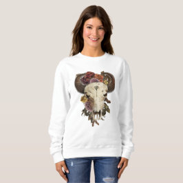 Camiseta Crânio de Búfalo Floral Vaqueira