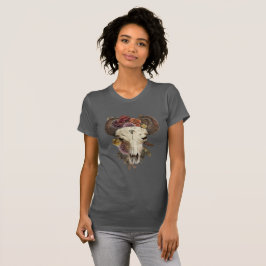 Camiseta Crânio de Búfalo Floral Vaqueira