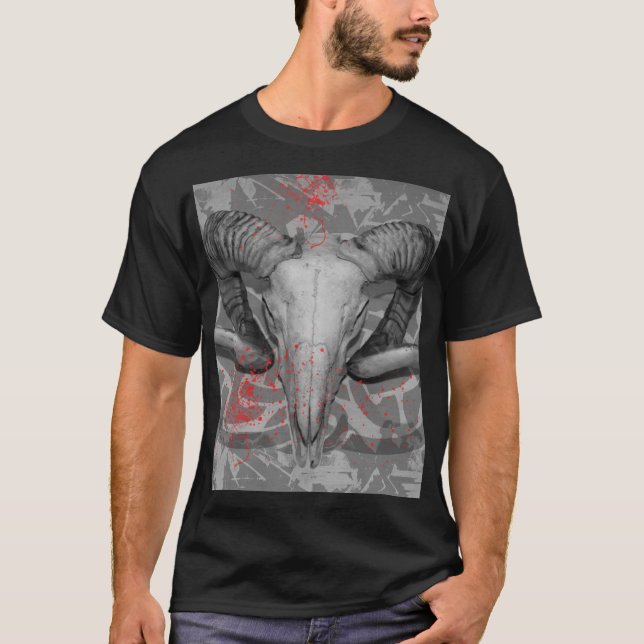 Camiseta Crânio de carneiro tribal (Frente)
