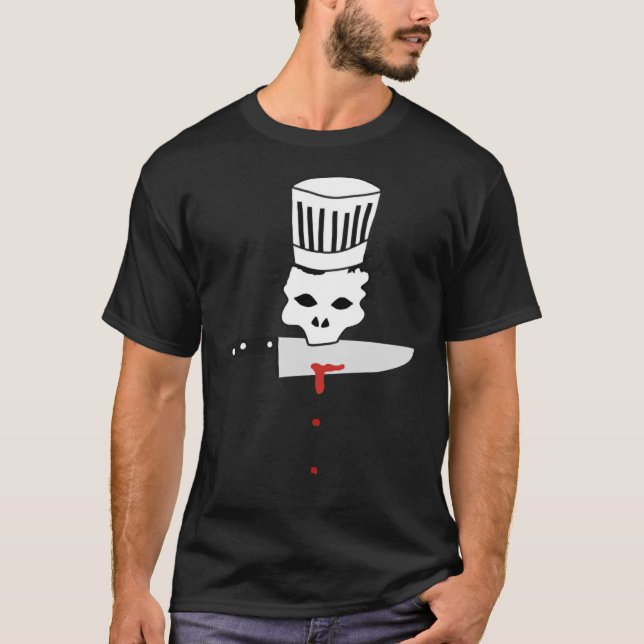 Camiseta Crânio de Chef Retro com Faca Anthony Bourdain&x27 (Frente)
