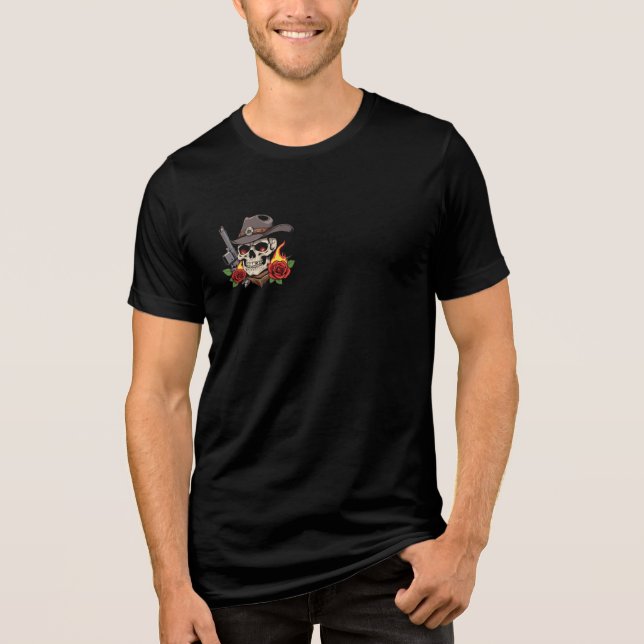 Camiseta Crânio de Cowboy Fora da Lei (Frente)