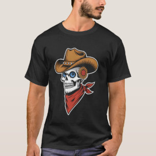 Camiseta Crânio de Cowboy Ocidental Deserto Gráfico Girasso