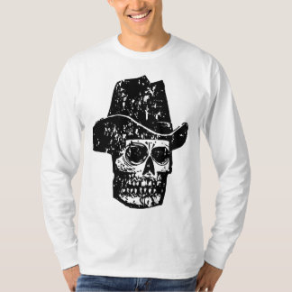 Camiseta Crânio de Cowboy Vintage com Chapéu Western Antigo