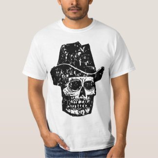 Camiseta Crânio de Cowboy Vintage com Chapéu Western Antigo