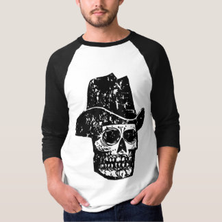 Camiseta Crânio de Cowboy Vintage com Chapéu Western Antigo