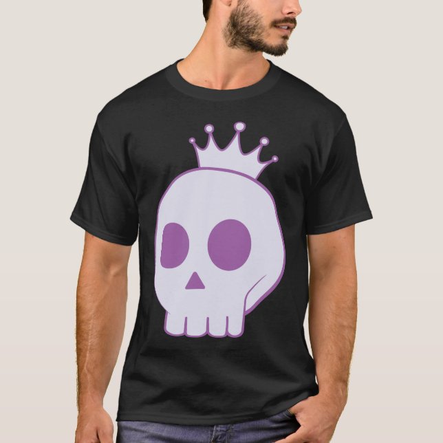 Camiseta crânio de desenho animado com design da coroa (Frente)