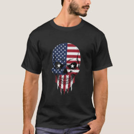 Camiseta Crânio de Divisão de Sinalizador Americano Único