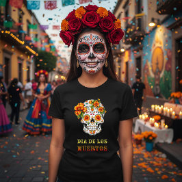 Camiseta Cranio de Flor Dia de los Muertos