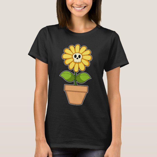 Camiseta Cranio de Flor Halloween (Frente)