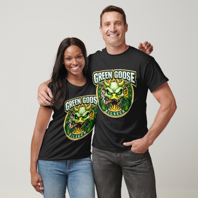 Camiseta Crânio de Ganso Verde Vilseck (Unissex)