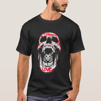 Camiseta Crânio de Gato Amor Eterno - Gráfico Vintage Gato 