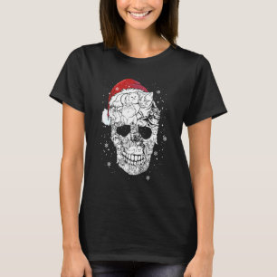 Camiseta Crânio de Gato Fantasia de Natal de Esqueleto de G