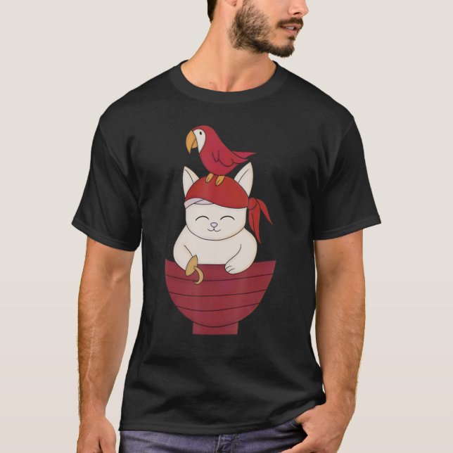 Camiseta Crânio de Gato Pirata 1 (Frente)
