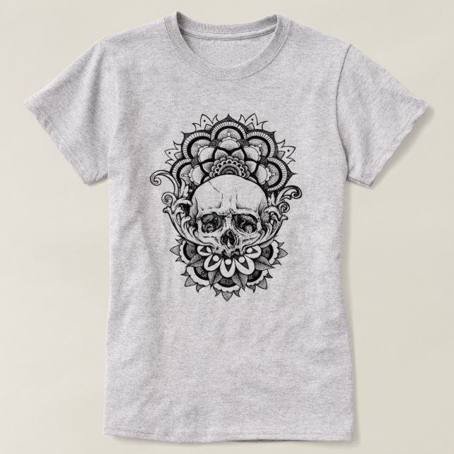 Camiseta Crânio de Geometria Sagrada (Frente do Design)