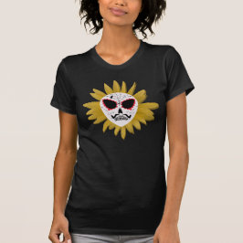 Camiseta Cranio de Girassol Fofo Dia De Los Muertos