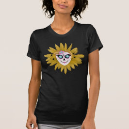 Camiseta Cranio de Girassol Fofo Dia De Los Muertos Mulher