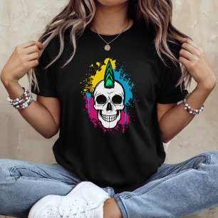 Camiseta Cranio de Grafite Urbano com Moicano