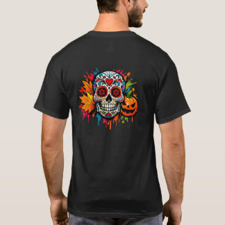 Camiseta Crânio de Halloween Colorido Graffiti GraveGlow™ n
