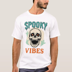 Camiseta Crânio de Halloween Vibrações Assustadoras Horror 