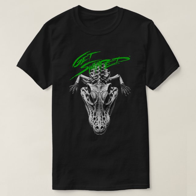 Camiseta Crânio de Jacaré Inundado 1 (Frente do Design)