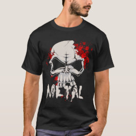 Camiseta Crânio De Metal Pesado Com Gotas De Sangue