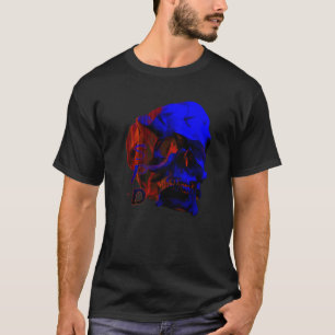 Camiseta Cranio de Metamorfose Azul com Falha