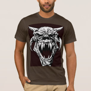 Camiseta Crânio de Monstro Demônio Cornudo Vetor de Fantasi