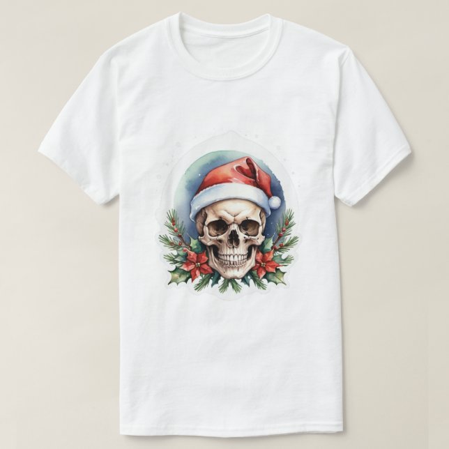 Camiseta Crânio de Natal (Frente do Design)