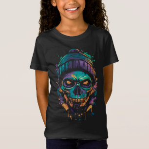 Camiseta Crânio de Neon: Brilho de Grafite