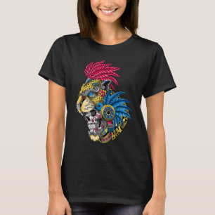 Camiseta Cranio de Pantera Huichol Calavera Mexicano Asteca