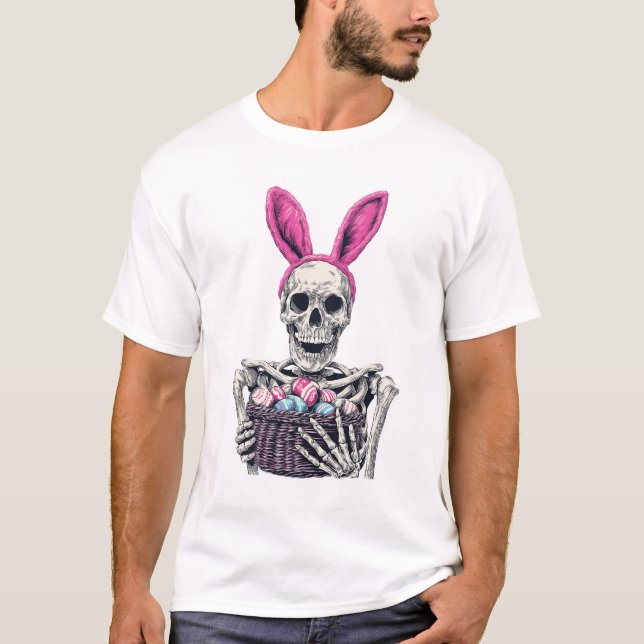 Camiseta Crânio de Páscoa - Esqueleto de Coelho Engraçado (Frente)