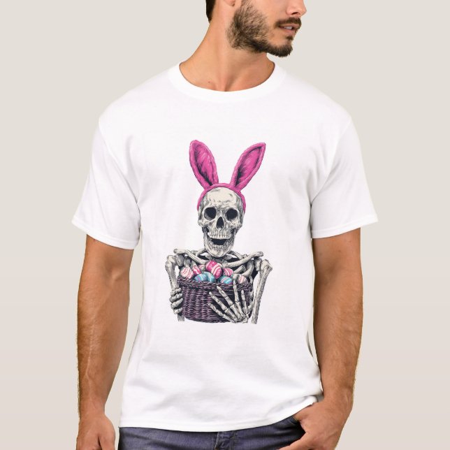 Camiseta Crânio de Páscoa - Esqueleto de Coelho Engraçado (Frente)